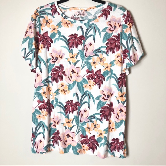 LOFT Tops - Loft Vintage Soft White Floral Tee